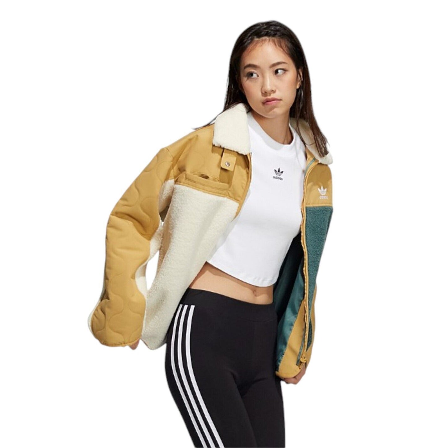 adidas Womens Sherpa Jacket Fleece Coat